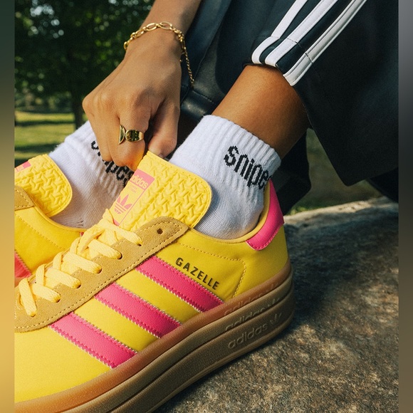adidas Gazelle Yellow and Pink Sneakers - Picture 1 of 14